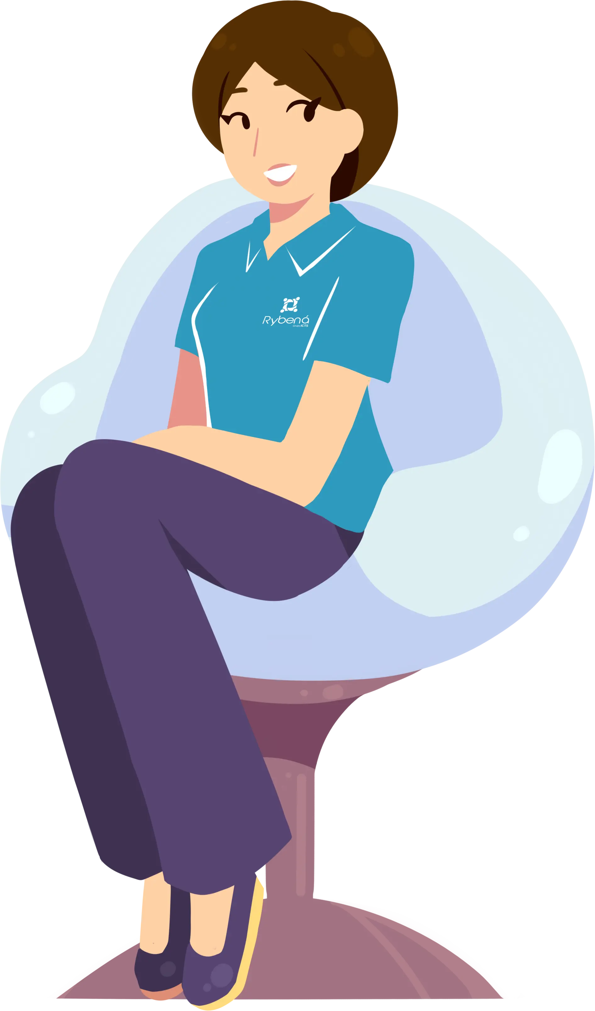 Rybena sentada em um banco